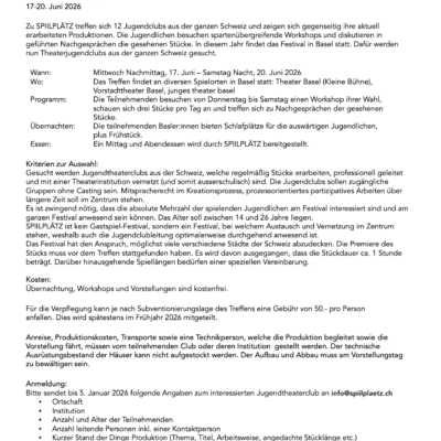 Spiilplätz, Ausschreibung Spiilplaetz 2026